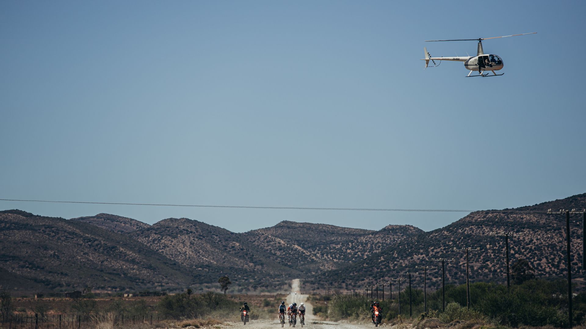 Helicopter over a Karoo valley