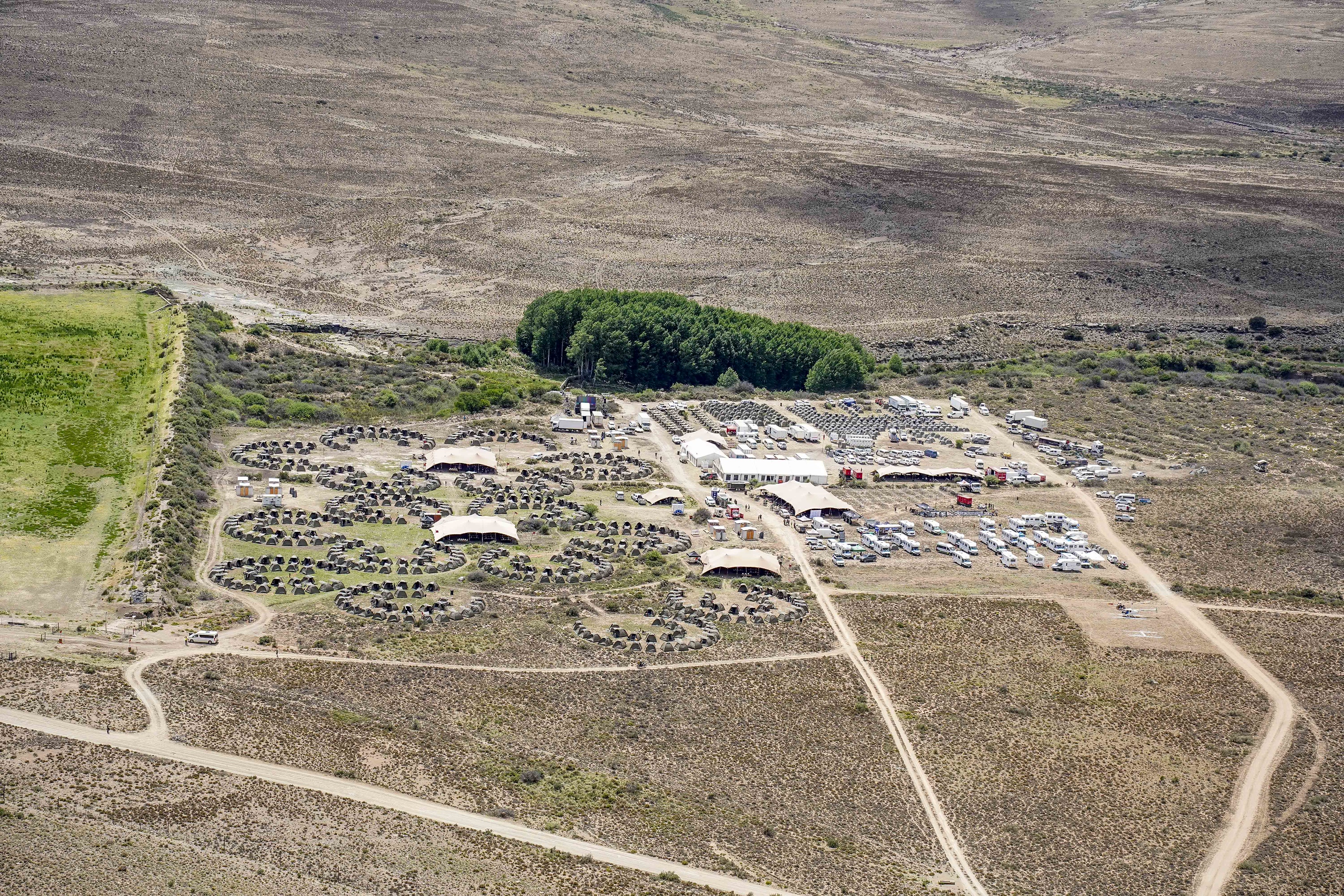 Aerial view of Blaauwater Burn Camp. Photo by Bruce Viaene/Gravel Burn